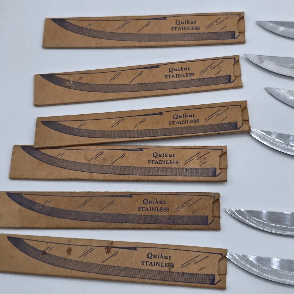 Lot‎ of 6 Vintage Quikut Quikkle Steak Knives 1960s